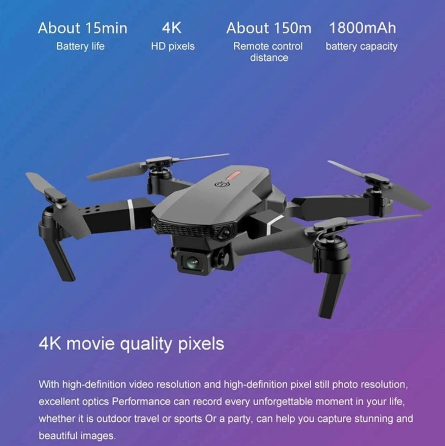TodFod E88 pro Drone 4k HD foldable with Camera HD mini 720p Live Video Drone
